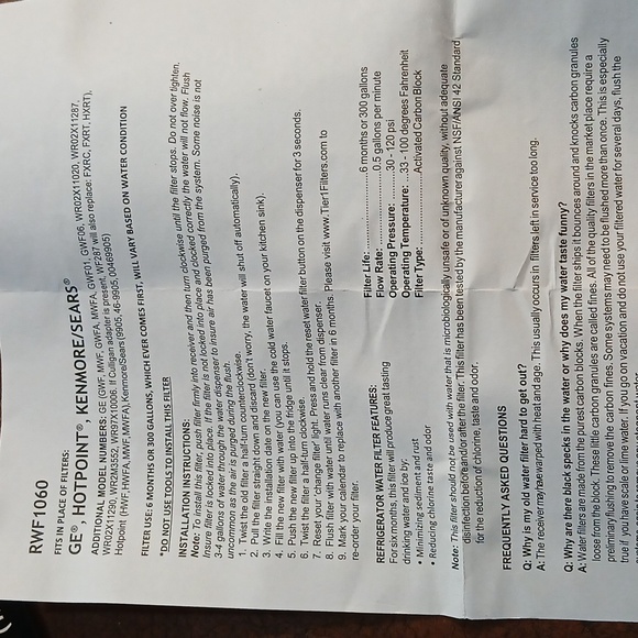 Tier 1 ,RWF1060 water filter - Picture 3 of 4